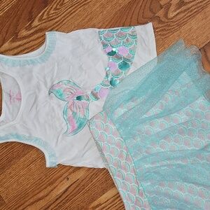 Girls Mermaid 7/8 Tank and short Set